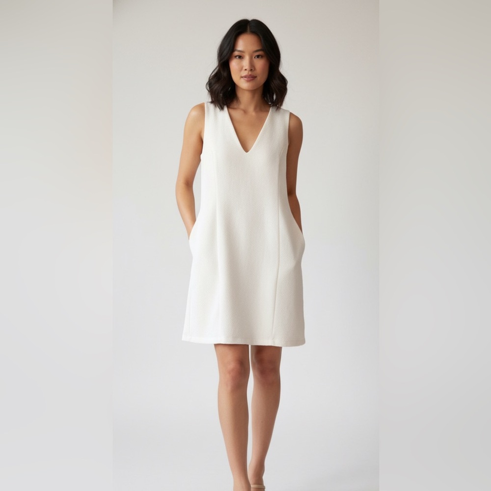 GORGEOUS NWT REBECCA TAYLOR TEXT CREPE SHIFT CREAM WHITE GOSSIP GIRL SILK‎ DRESS